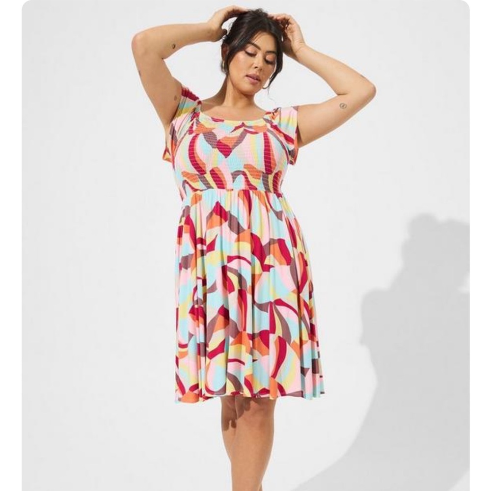 Mini Super Soft Off-Shoulder Dress - Abstract